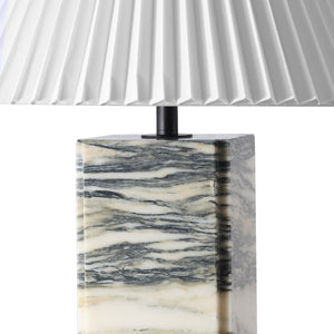 Safavieh Mackenzie Square Marble Table Lamp - Elegant Iron And Linen Design For Luxurious Home Illumination Cream ,White Marble ,Iron ,Shade Ctl1080a