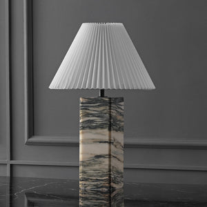Safavieh Mackenzie Square Marble Table Lamp - Elegant Iron And Linen Design For Luxurious Home Illumination Cream ,White Marble ,Iron ,Shade Ctl1080a