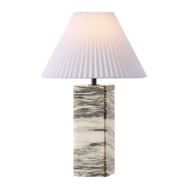 Safavieh Mackenzie Square Marble Table Lamp - Elegant Iron And Linen Design For Luxurious Home Illumination Cream ,White Marble ,Iron ,Shade Ctl1080a