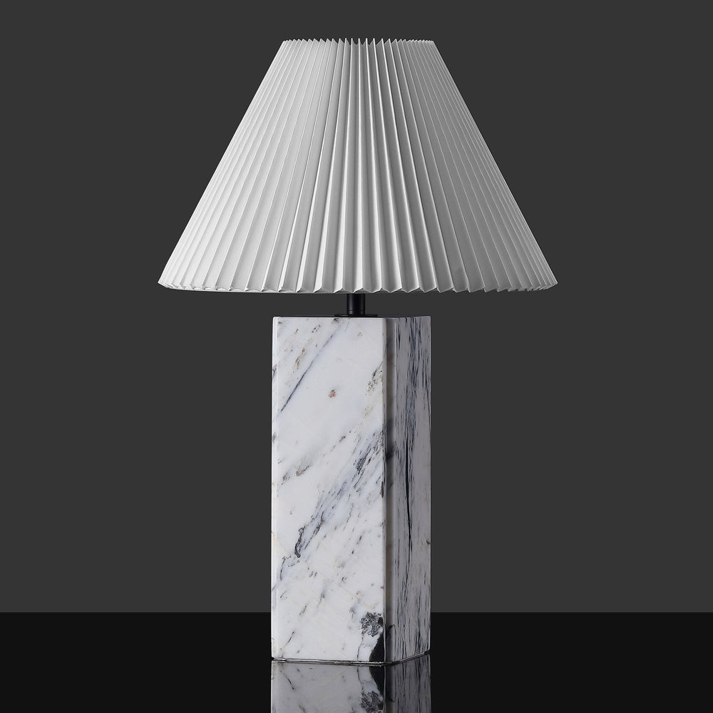 Safavieh Mackenzie Square Marble Table Lamp - Elegant Iron And Linen Design For Luxurious Home Illumination White ,Black Marble ,Iron ,Shade Ctl1080b