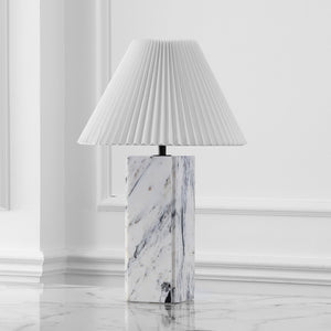 Safavieh Mackenzie Square Marble Table Lamp - Elegant Iron And Linen Design For Luxurious Home Illumination White ,Black Marble ,Iron ,Shade Ctl1080b