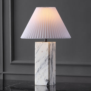 Safavieh Mackenzie Square Marble Table Lamp - Elegant Iron And Linen Design For Luxurious Home Illumination White ,Black Marble ,Iron ,Shade Ctl1080b