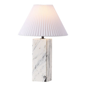 Safavieh Mackenzie Square Marble Table Lamp - Elegant Iron And Linen Design For Luxurious Home Illumination White ,Black Marble ,Iron ,Shade Ctl1080b