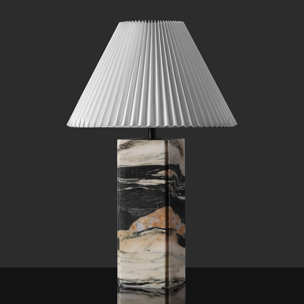 Safavieh Mackenzie Square Marble Table Lamp Light Brown ,Black, Iron ,Black Marble ,Iron ,Shade, Marble Ctl1080C