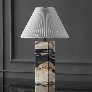 Safavieh Mackenzie Square Marble Table Lamp Light Brown ,Black, Iron ,Black Marble ,Iron ,Shade, Marble Ctl1080C