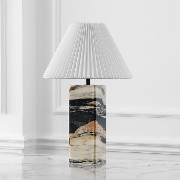 Safavieh Mackenzie Square Marble Table Lamp Light Brown ,Black, Iron ,Black Marble ,Iron ,Shade, Marble Ctl1080C