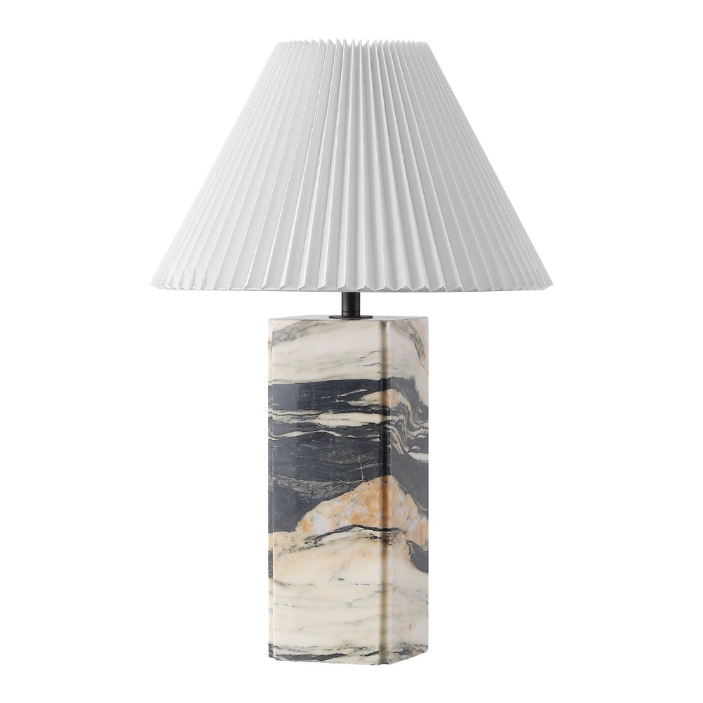 Safavieh Mackenzie Square Marble Table Lamp Light Brown ,Black, Iron ,Black Marble ,Iron ,Shade, Marble Ctl1080C