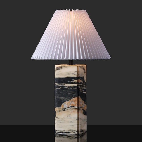 Safavieh Mackenzie Square Marble Table Lamp Light Brown ,Black, Iron ,Black Marble ,Iron ,Shade, Marble Ctl1080C