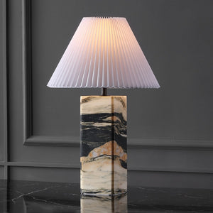 Safavieh Mackenzie Square Marble Table Lamp Light Brown ,Black, Iron ,Black Marble ,Iron ,Shade, Marble Ctl1080C