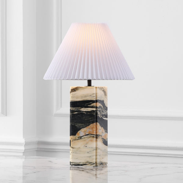 Safavieh Mackenzie Square Marble Table Lamp Light Brown ,Black, Iron ,Black Marble ,Iron ,Shade, Marble Ctl1080C