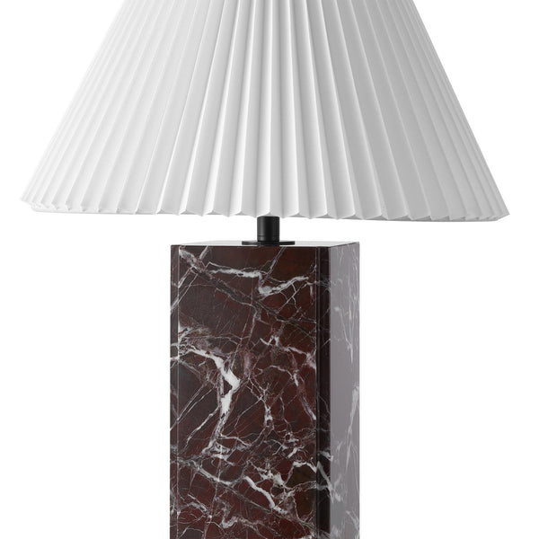Safavieh Mackenzie Square Marble Table Lamp - Elegant Geometric Design For Sophisticated Home Decor Maroon ,White Italian Marble ,Iron ,Shade Ctl1080d