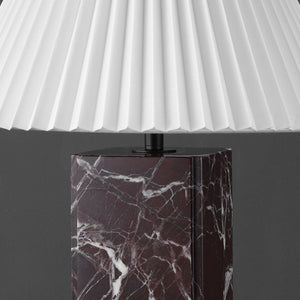 Safavieh MACKENZIE Square Marble Table Lamp - Elegant Italian Design with Warm Illumination for Modern Spaces Maroon / White CTL1080D