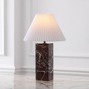 Safavieh Mackenzie Square Marble Table Lamp - Elegant Geometric Design For Sophisticated Home Decor Maroon ,White Italian Marble ,Iron ,Shade Ctl1080d