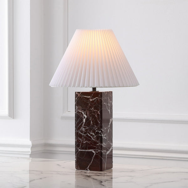 Safavieh Mackenzie Square Marble Table Lamp - Elegant Geometric Design For Sophisticated Home Decor Maroon ,White Italian Marble ,Iron ,Shade Ctl1080d