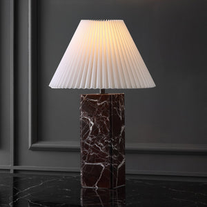 Safavieh Mackenzie Square Marble Table Lamp - Elegant Geometric Design For Sophisticated Home Decor Maroon ,White Italian Marble ,Iron ,Shade Ctl1080d