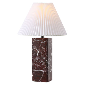 Safavieh Mackenzie Square Marble Table Lamp - Elegant Geometric Design For Sophisticated Home Decor Maroon ,White Italian Marble ,Iron ,Shade Ctl1080d