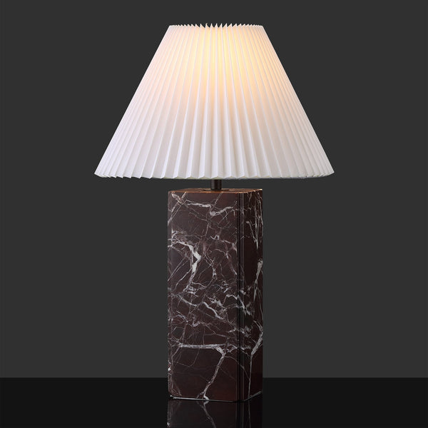 Safavieh Mackenzie Square Marble Table Lamp - Elegant Geometric Design For Sophisticated Home Decor Maroon ,White Italian Marble ,Iron ,Shade Ctl1080d