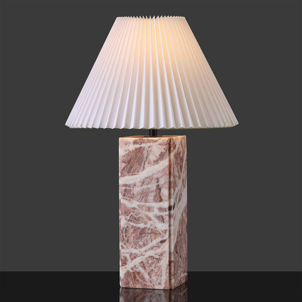 Safavieh Mackenzie Square Marble Table Lamp - Elegant Tan & White Design For Stylish Home Illumination Tan ,White Italian Marble ,Iron ,Shade Ctl1080e