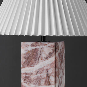 Safavieh MACKENZIE Square Marble Table Lamp - Elegant Italian Design with Warm Illumination for Modern Spaces Tan / White CTL1080E