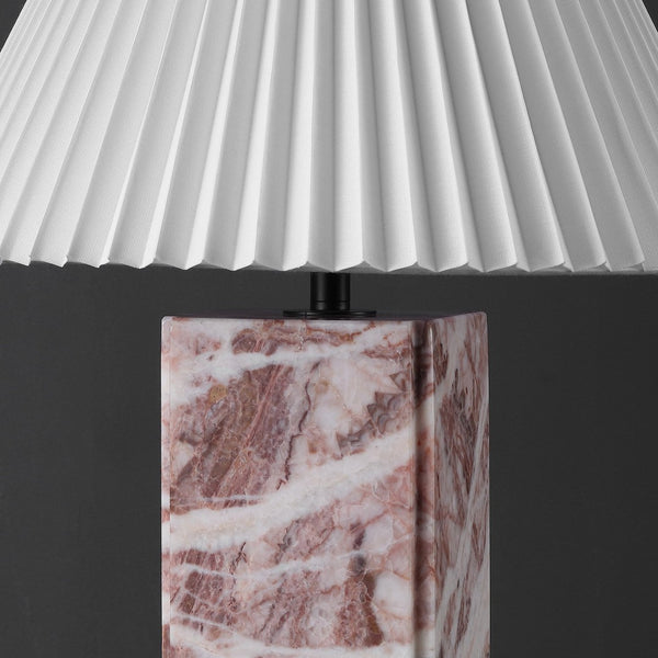 Safavieh MACKENZIE Square Marble Table Lamp - Elegant Italian Design with Warm Illumination for Modern Spaces Tan / White CTL1080E