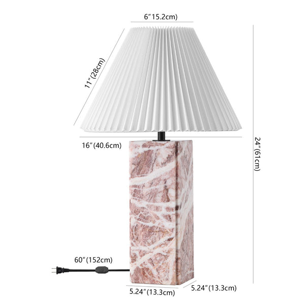 Safavieh MACKENZIE Square Marble Table Lamp - Elegant Italian Design with Warm Illumination for Modern Spaces Tan / White CTL1080E