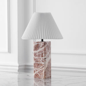 Safavieh MACKENZIE Square Marble Table Lamp - Elegant Italian Design with Warm Illumination for Modern Spaces Tan / White CTL1080E