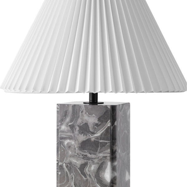 Safavieh Mackenzie Square Marble Table Lamp - Elegant Geometric Design For Sophisticated Home Decor Light Grey ,White Italian Marble ,Iron ,Shade Ctl1080f