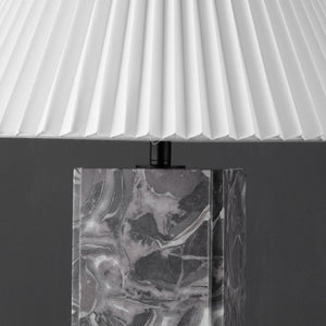 Safavieh MACKENZIE Square Marble Table Lamp - Elegant Italian Design with Warm Illumination for Modern Spaces Light Grey / White CTL1080F