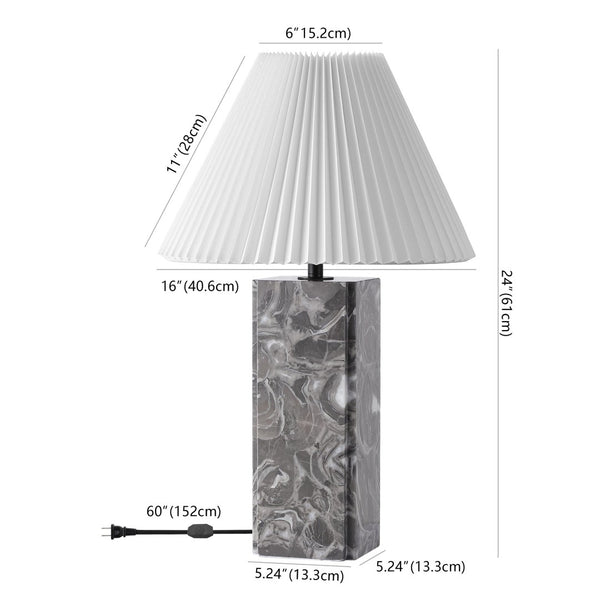 Safavieh MACKENZIE Square Marble Table Lamp - Elegant Italian Design with Warm Illumination for Modern Spaces Light Grey / White CTL1080F