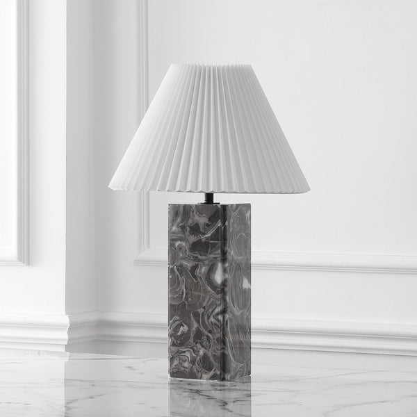 Safavieh Mackenzie Square Marble Table Lamp - Elegant Geometric Design For Sophisticated Home Decor Light Grey ,White Italian Marble ,Iron ,Shade Ctl1080f