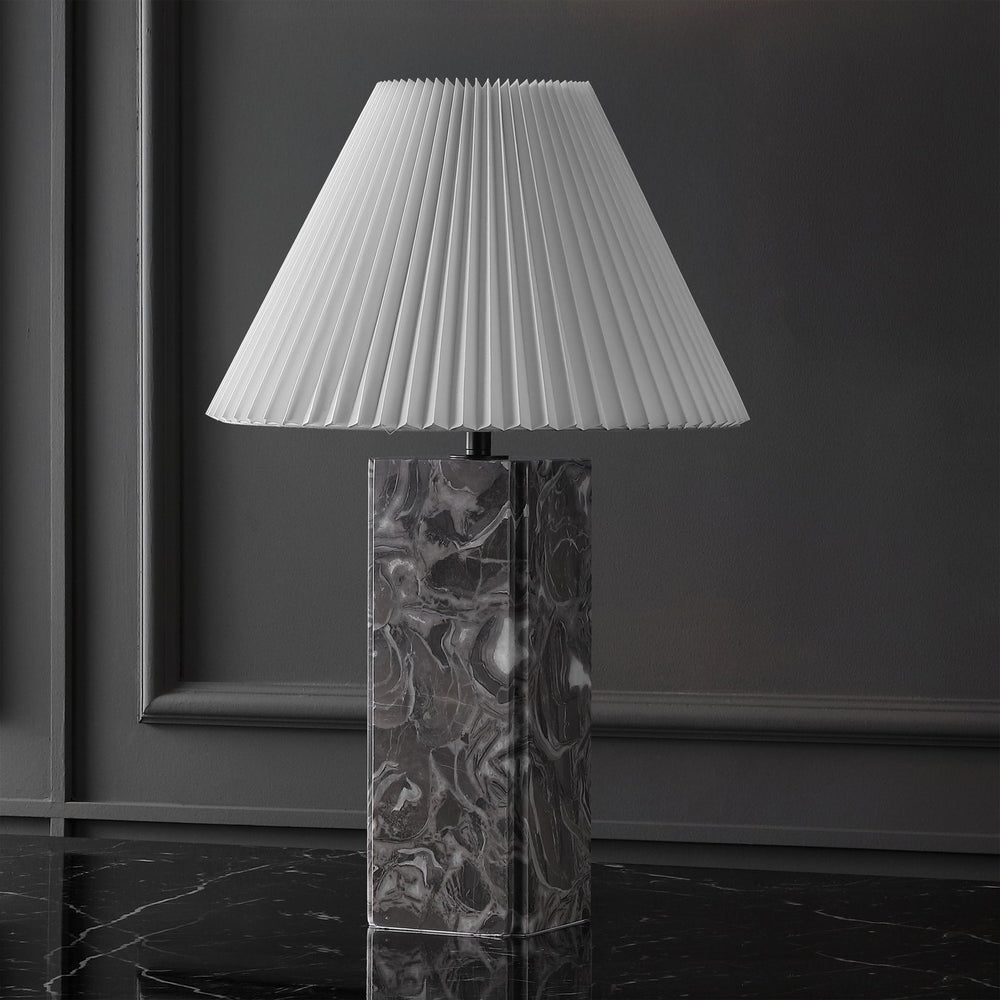 Safavieh Mackenzie Square Marble Table Lamp - Elegant Geometric Design For Sophisticated Home Decor Light Grey ,White Italian Marble ,Iron ,Shade Ctl1080f