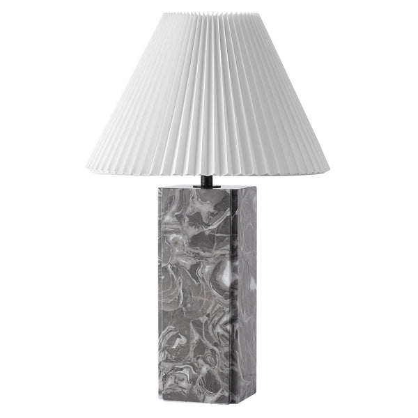 Safavieh Mackenzie Square Marble Table Lamp - Elegant Geometric Design For Sophisticated Home Decor Light Grey ,White Italian Marble ,Iron ,Shade Ctl1080f