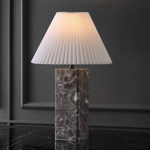 Safavieh Mackenzie Square Marble Table Lamp - Elegant Geometric Design For Sophisticated Home Decor Light Grey ,White Italian Marble ,Iron ,Shade Ctl1080f