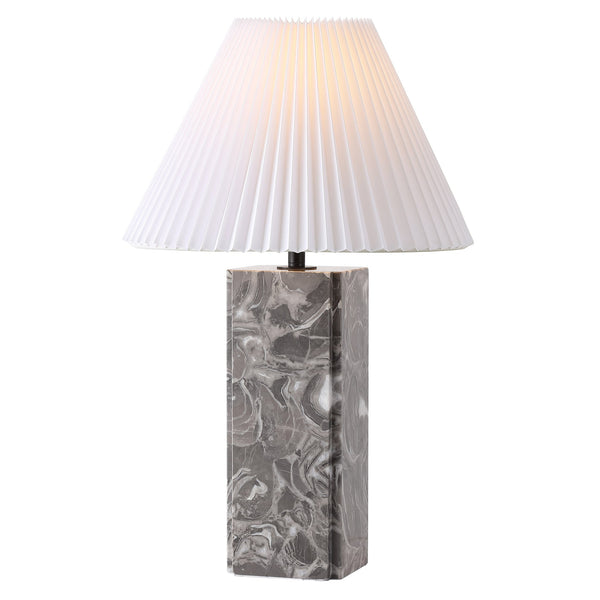 Safavieh Mackenzie Square Marble Table Lamp - Elegant Geometric Design For Sophisticated Home Decor Light Grey ,White Italian Marble ,Iron ,Shade Ctl1080f