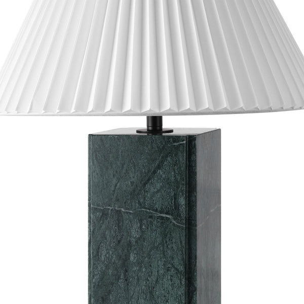 Safavieh Mackenzie Square Marble Table Lamp – Elegant Dark Green & White Design For Chic Home Decor Dark Green ,White Italian Marble ,Iron ,Shade Ctl1080g