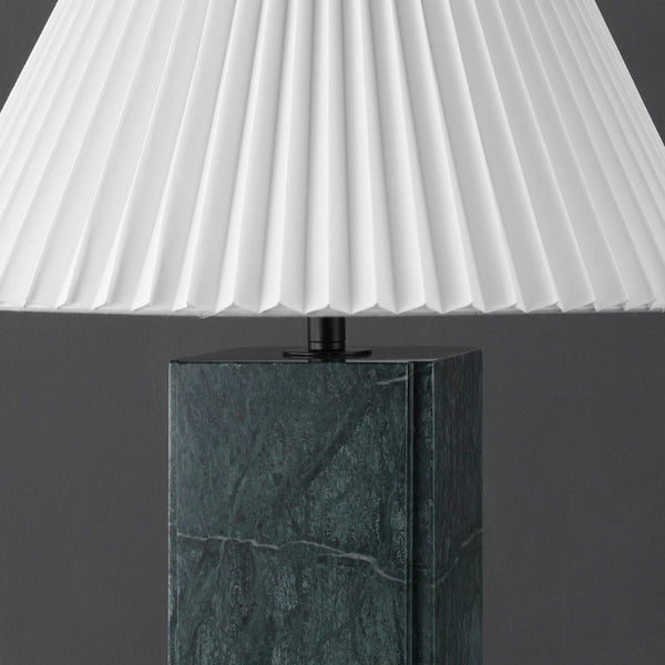 Safavieh MACKENZIE Square Marble Table Lamp - Elegant Italian Design with Warm Illumination for Modern Spaces Dark Green / White CTL1080G