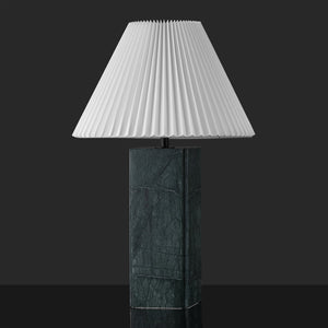 Safavieh Mackenzie Square Marble Table Lamp – Elegant Dark Green & White Design For Chic Home Decor Dark Green ,White Italian Marble ,Iron ,Shade Ctl1080g