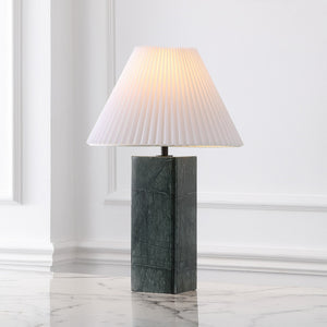 Safavieh Mackenzie Square Marble Table Lamp – Elegant Dark Green & White Design For Chic Home Decor Dark Green ,White Italian Marble ,Iron ,Shade Ctl1080g