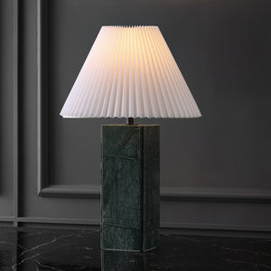 Safavieh Mackenzie Square Marble Table Lamp – Elegant Dark Green & White Design For Chic Home Decor Dark Green ,White Italian Marble ,Iron ,Shade Ctl1080g