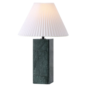 Safavieh Mackenzie Square Marble Table Lamp – Elegant Dark Green & White Design For Chic Home Decor Dark Green ,White Italian Marble ,Iron ,Shade Ctl1080g