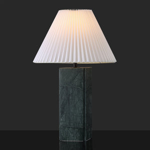 Safavieh Mackenzie Square Marble Table Lamp – Elegant Dark Green & White Design For Chic Home Decor Dark Green ,White Italian Marble ,Iron ,Shade Ctl1080g