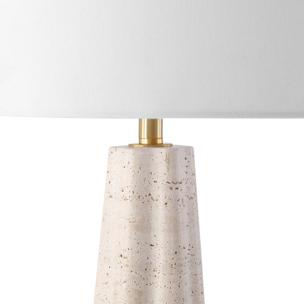 Safavieh Naveen Table Lamp - Elegant Linen Shade With Striking Stone Base For Chic Home Décor And Ambiance Travertine ,White Travertine ,Iron ,Shade Ctl1082a