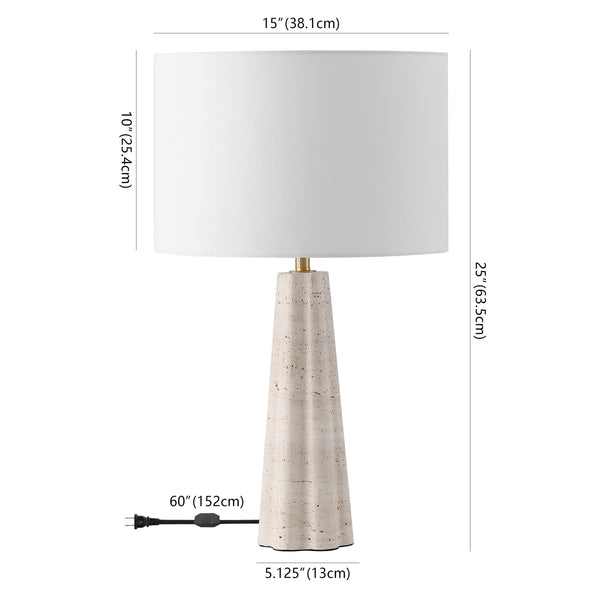 Safavieh Naveen Table Lamp - Elegant Linen Shade With Striking Stone Base For Chic Home Décor And Ambiance Travertine ,White Travertine ,Iron ,Shade Ctl1082a