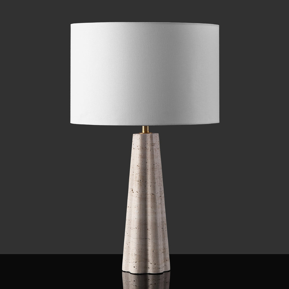 Safavieh Naveen Table Lamp - Elegant Linen Shade With Striking Stone Base For Chic Home Décor And Ambiance Travertine ,White Travertine ,Iron ,Shade Ctl1082a