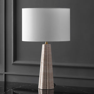 Safavieh Naveen Table Lamp - Elegant Linen Shade With Striking Stone Base For Chic Home Décor And Ambiance Travertine ,White Travertine ,Iron ,Shade Ctl1082a