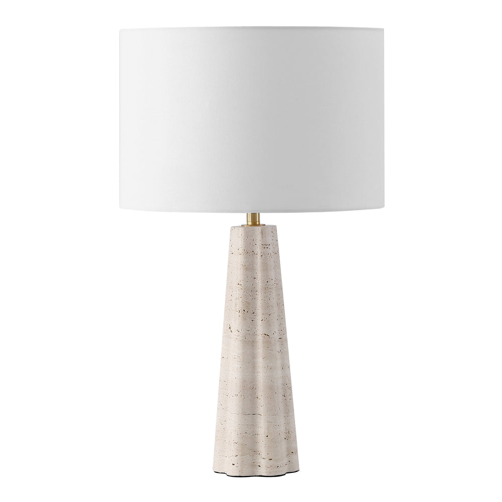 Safavieh Naveen Table Lamp - Elegant Linen Shade With Striking Stone Base For Chic Home Décor And Ambiance Travertine ,White Travertine ,Iron ,Shade Ctl1082a