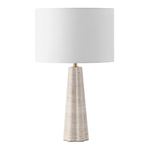 Safavieh Naveen Table Lamp - Elegant Linen Shade With Striking Stone Base For Chic Home Décor And Ambiance Travertine ,White Travertine ,Iron ,Shade Ctl1082a