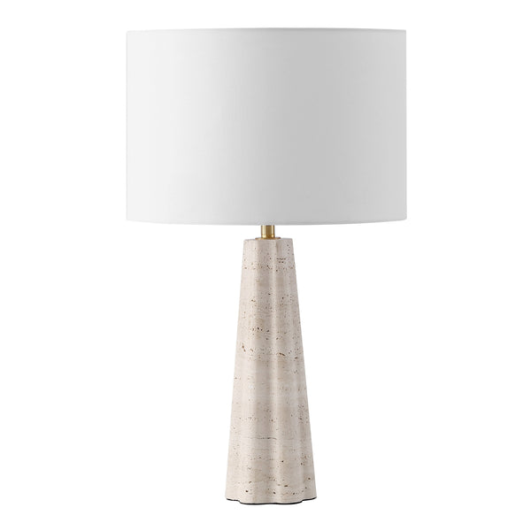 Safavieh Naveen Table Lamp - Elegant Linen Shade With Striking Stone Base For Chic Home Décor And Ambiance Travertine ,White Travertine ,Iron ,Shade Ctl1082a