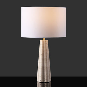 Safavieh Naveen Table Lamp - Elegant Linen Shade With Striking Stone Base For Chic Home Décor And Ambiance Travertine ,White Travertine ,Iron ,Shade Ctl1082a