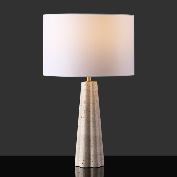 Safavieh Naveen Table Lamp - Elegant Linen Shade With Striking Stone Base For Chic Home Décor And Ambiance Travertine ,White Travertine ,Iron ,Shade Ctl1082a